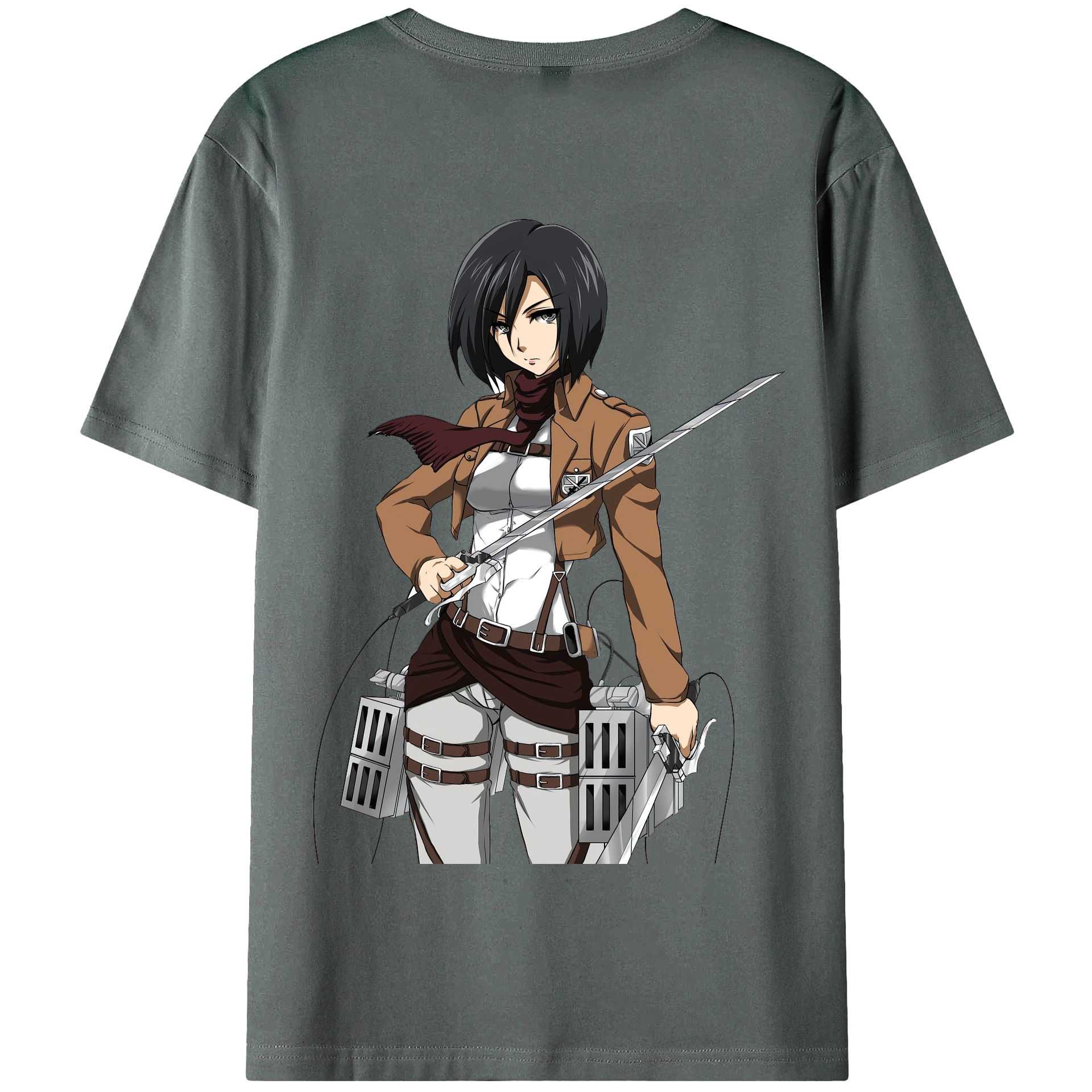 （画像用） 進撃の巨人 ミカサ·アッカーマン Attack on Titan Mikasa Ackerman 綿100％半袖Tシャツ（背面プリント）